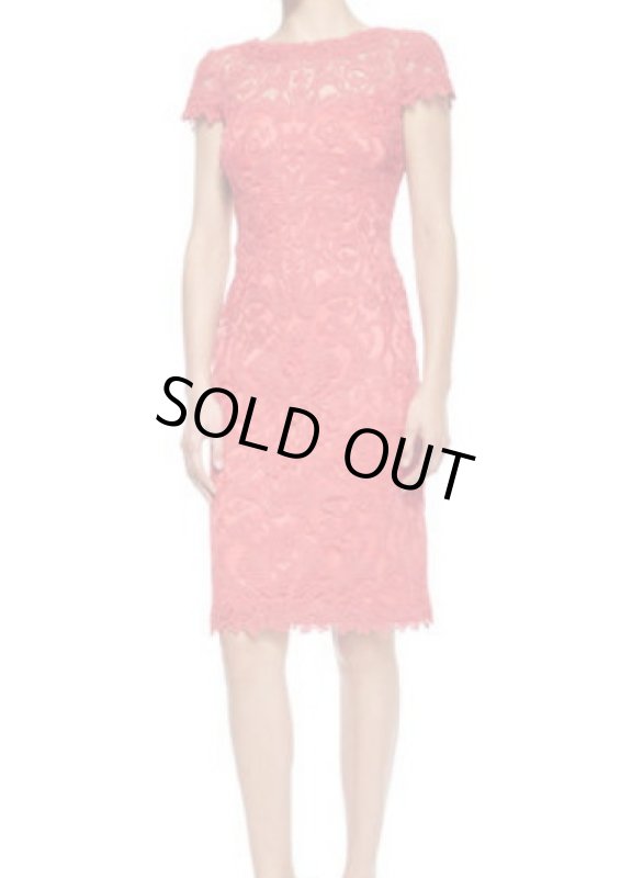 画像1: Tadashi Shoji     Cap Sleeve Lace dress 　　Cantaloupe  オレンジ系 (1)