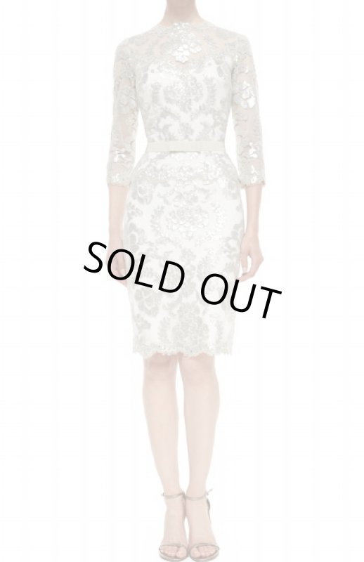 画像1: Tadashi Shoji　　　Sequin Lace Cocktail Dress 　FEATHER (1)