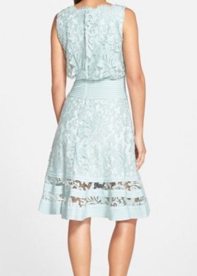 画像1: 再販売！Tadashi Shoji     Illusion Lace Blouson Dress　frosted jade ブルー系