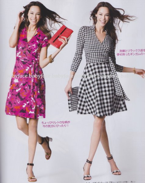 画像2: 値下げ!再販売【木村佳乃さんご着用、ヴァンサンカン掲載】Diane von Furstenberg  Amelianna Wrap Dress ギンガムチェック  12073 (2)