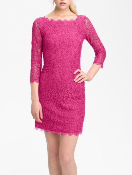 画像3: ドラマ【グリー】使用!Diane von Furstenberg  Zarita Lace Dress    ピンク系 (3)