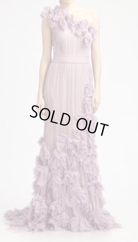 画像1: 【Julie Bowen愛用】Tadashi Shoji     One Shoulder Rosette Cascading dress  ラベンダー系 (1)