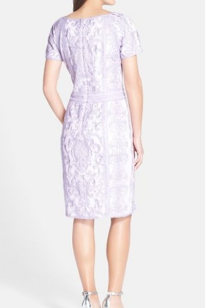 画像1: 再販売！Tadashi Shoji　　　Embroidered Short Sleeve Sheath Dress