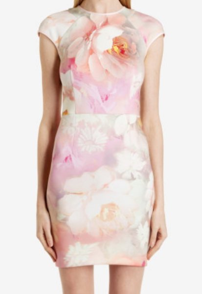 画像1: ドラマ【ミストレス】使用！Ted Baker    Quaro Rose on Canvas Fitted Dress  31404 (1)