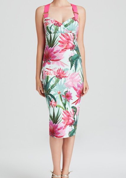 画像1: ドラマ【ミストレス】使用！Ted Baker     Carpel Chameleon Print Dress (1)