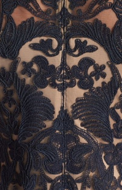 画像2: 【ヴァンサンカン掲載】Tadashi Shoji    Corded Embroidery on Tulle Cap Sleeve Dress　ネイビー