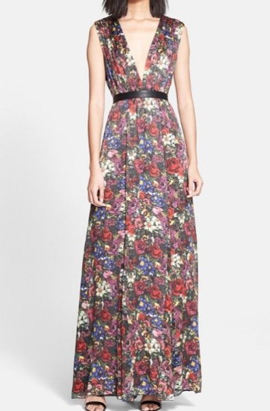 画像1: 【パリスヒルトン愛用】Alice+Olivia アリスアンドオリビア   Triss Floral Maxi Dress (1)