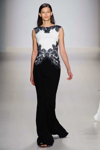 画像1: Tadashi Shoji      Embellished Colorblock Gown ブラック (1)