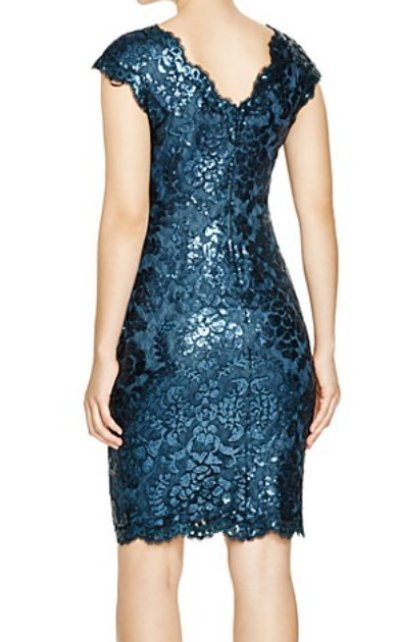 画像1: 【ドラマ使用】Tadashi Shoji タダシショージ   Sequined Lace Dress   Starry Night ブルー系、グリーン系