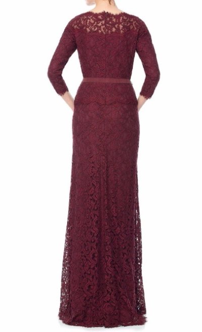 画像1: 限定セール！Tadashi Shoji タダシショージ 　AMBERLY  belted Lace Combo Gown  AUBURN