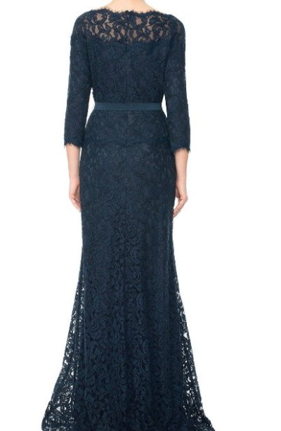 画像1: Tadashi Shoji タダシショージ  　AMBERLY belted  Lace Combo Gown  ネイビー