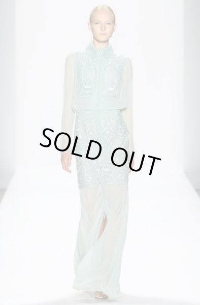 画像1: 【Jenna Elfman愛用】Tadashi Shoji　 lace embroidered evening gown 　ブルー系 (1)