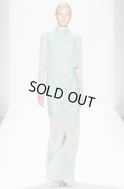 画像1: 【Jenna Elfman愛用】Tadashi Shoji　 lace embroidered evening gown 　ブルー系 (1)