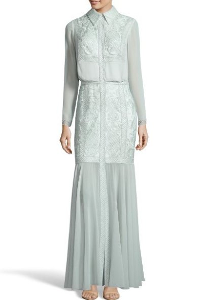 画像1: 【Jenna Elfman愛用】Tadashi Shoji　 lace embroidered evening gown 　ブルー系