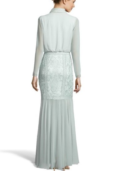 画像2: 【Jenna Elfman愛用】Tadashi Shoji　 lace embroidered evening gown 　ブルー系