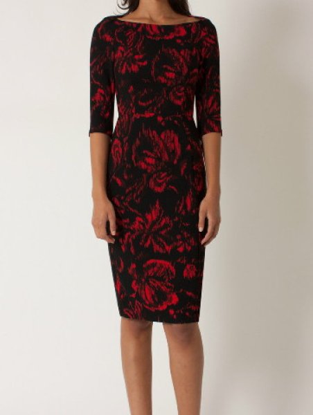 画像1: Black Halo   Floral-Print　marissa dress (1)