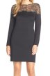 画像1: 【ヴァンサンカン掲載】Tadashi Shoji  タダシショージ   Embellished Lace & Jersey A-Line Dress ブラック (1)