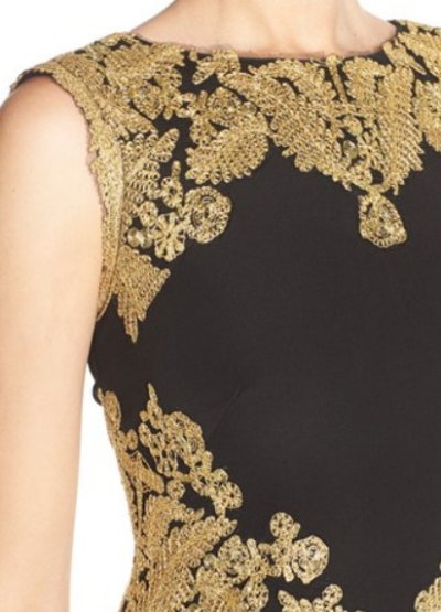 画像2: 【川井郁子さんご着用】Tadashi Shoji      Sleeveless Lace-Embellished Gown　ゴールド ブラック