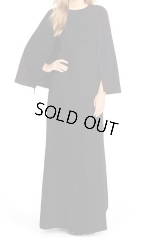 画像2: Tadashi Shoji 　　Cape Crepe  Gown ブラック (2)
