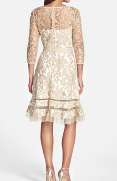 画像1: Tadashi Shoji       Lace Overlay Dress ベージュ系