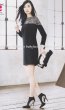 画像2: 【ヴァンサンカン掲載】Tadashi Shoji  タダシショージ   Embellished Lace & Jersey A-Line Dress ブラック (2)