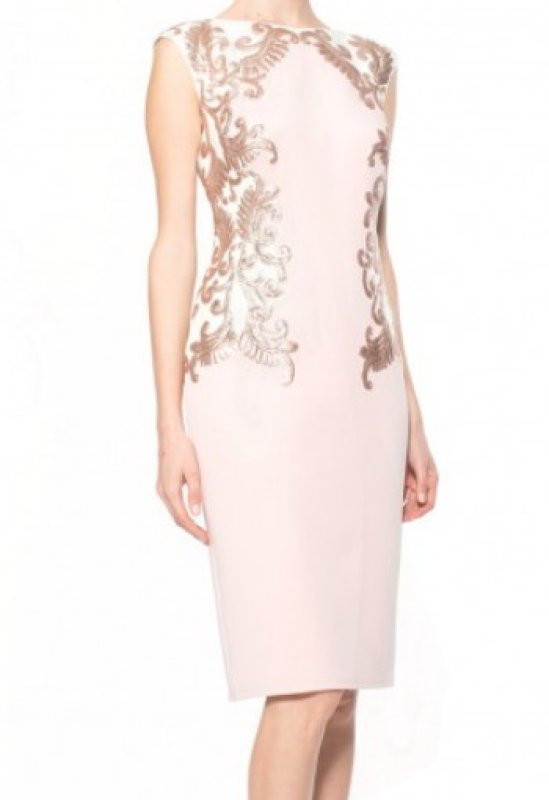 画像1: 【家庭画報掲載、アンミカさんご着用】Tadashi Shoji　タダシショージ　　Sequined Neoprene Dress ペールピンク (1)