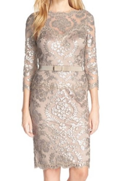 画像3: Tadashi Shoji　　　Sequin Lace Cocktail Dress 　SAND ベージュ系、グレー系