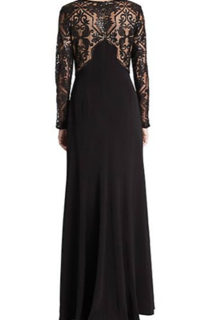 画像1: Tadashi Shoji　　　Embroidered Colorblock Gown　ブラック・ヌード