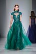 画像3: 【西山茉希さん着用】Tadashi Shoji     Mock Neck Embroidered Tulle Ballgown　ネイビー (3)