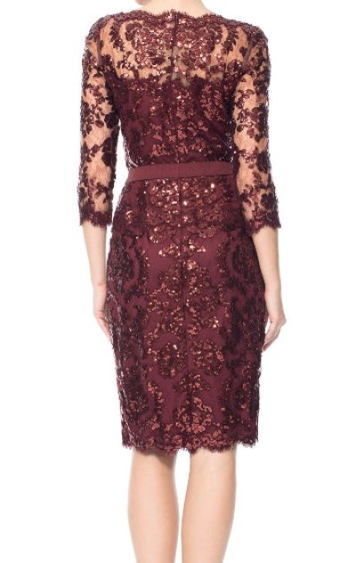 画像1: Tadashi Shoji　　　Sequin Lace Cocktail Dress 　marsala