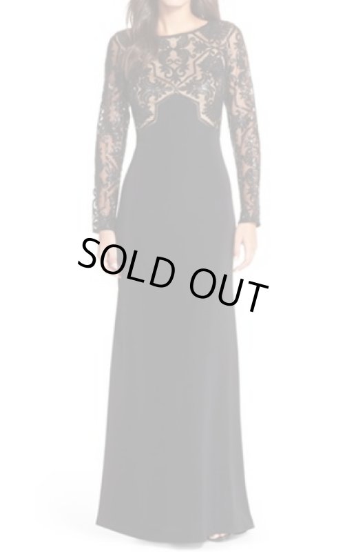画像1: Tadashi Shoji　　　Embroidered Colorblock Gown　ブラック・ヌード (1)