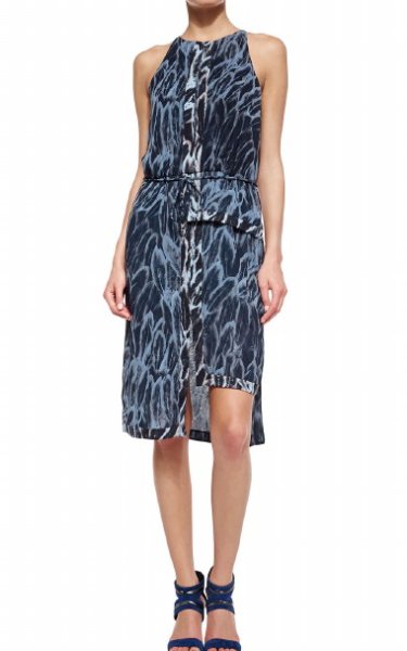 画像1: ドラマ【BONES使用】Halston Heritage　　　Feather-Print Tiered-Hem Dress  (1)