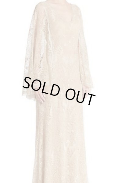 画像1: Tadashi Shoji   　Lace Cape Gown ベージュ系 (1)