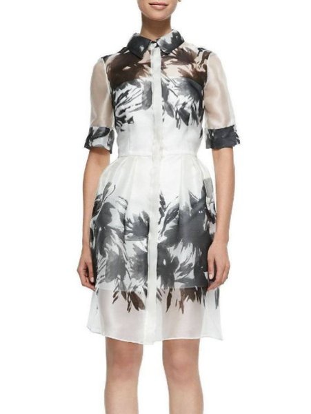 画像1: Milly    Floral Mirage Organza Shirtdress Dress (1)