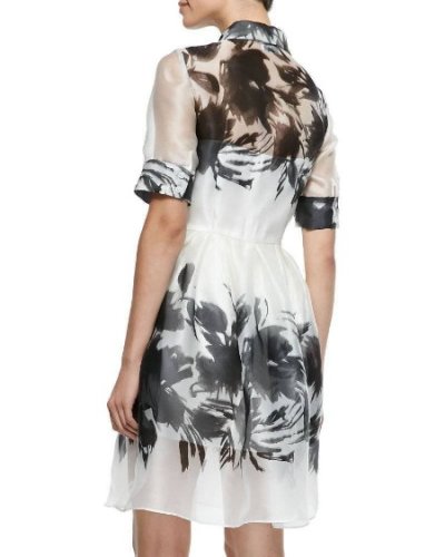 画像1: Milly    Floral Mirage Organza Shirtdress Dress