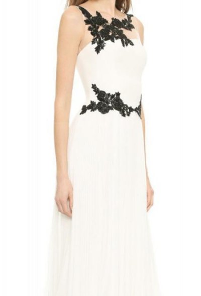 画像1: Notte by Marchesa     Ivory illusion Neck Beaded Gown