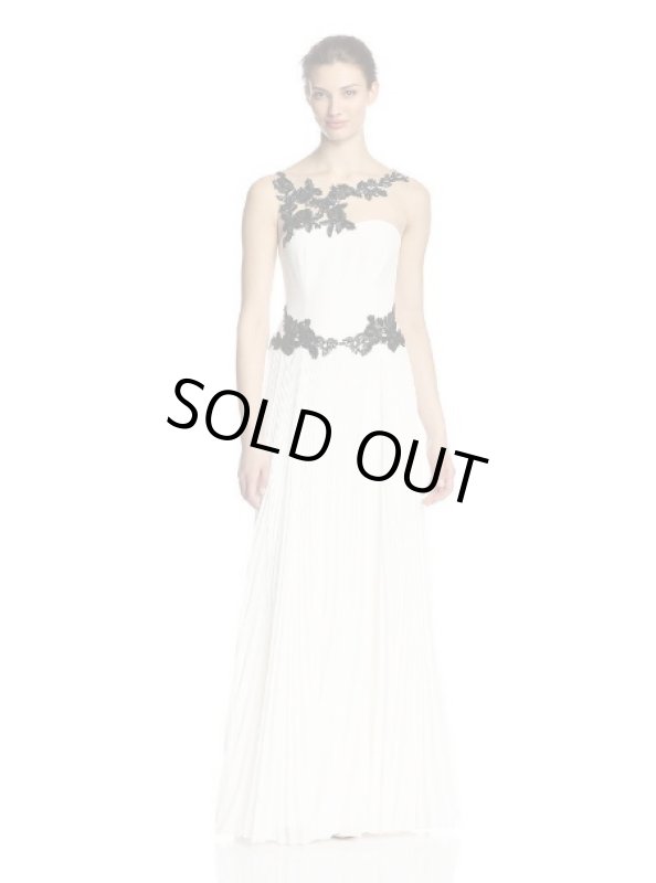 画像1: Notte by Marchesa     Ivory illusion Neck Beaded Gown (1)