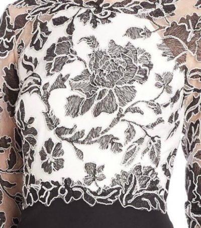 画像1: 【高畑淳子さんご着用】Tadashi Shoji      Three-Quarter Sleeve Lace and Crepe Gown ブラック