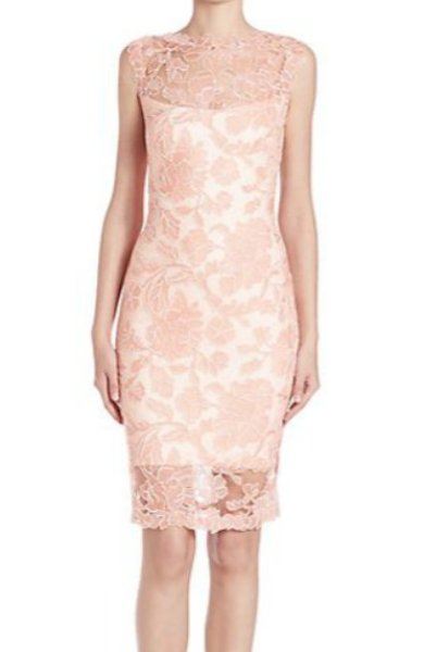 画像1: Tadashi Shoji  タダシショージ    Sleeveless Lace Sheath Dress　ピンク系 (1)