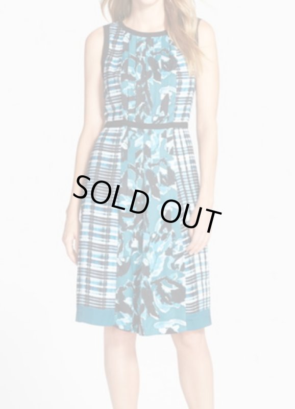 画像1: ドラマ【BONES】使用！Adrianna Papell　　　Mix Print Pleated Fit & Flare Dress (1)