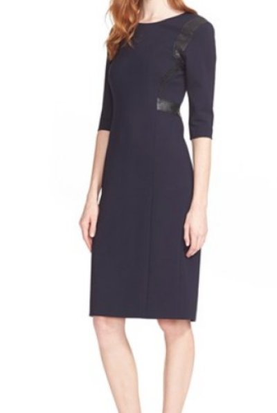 画像1: ドラマ【BONES】使用！Rebecca Taylor　　　　Leather Trim Sheath Dress