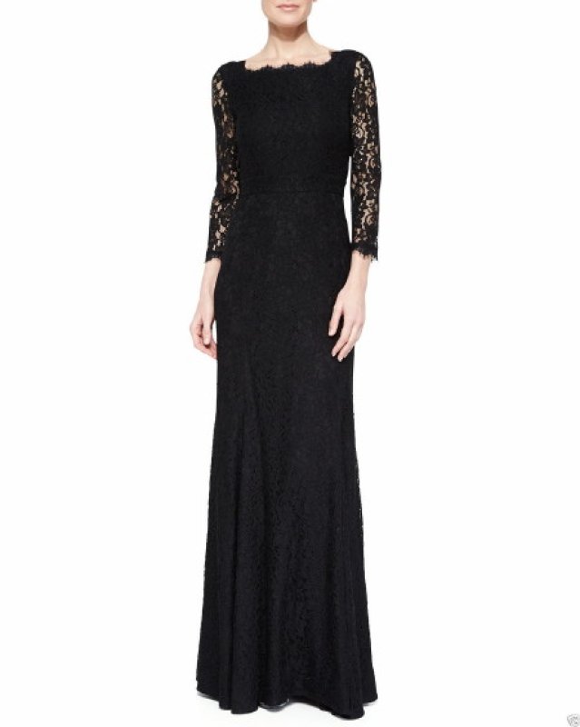 画像2: サイズ追加！【キャサリン妃ご愛用】Diane von Furstenberg　　Zarita Lace Gown ブラック  32901 (2)