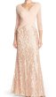 画像1: Tadashi Shoji     Sequin Lace Gown　ピンク系 (1)