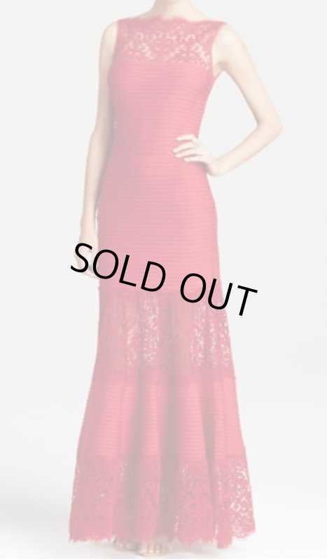 画像1: Tadashi Shoji Sleeveless Ribbed Stretch Dress 　レッド系 (1)