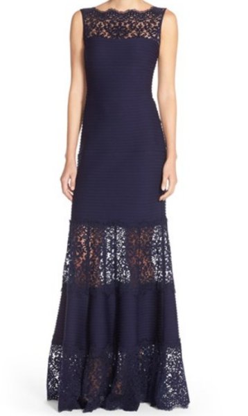 画像1: Tadashi Shoji Sleeveless Ribbed Stretch Dress 　ネイビー (1)