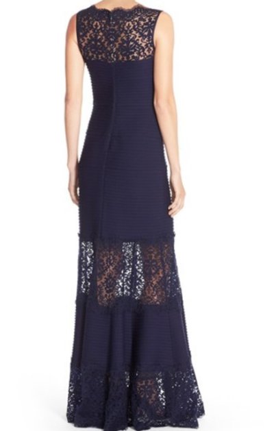 画像1: Tadashi Shoji Sleeveless Ribbed Stretch Dress 　ネイビー