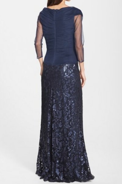 画像1: Tadashi Shoji  タダシショージ  Sequin Lace Gown　ネイビー