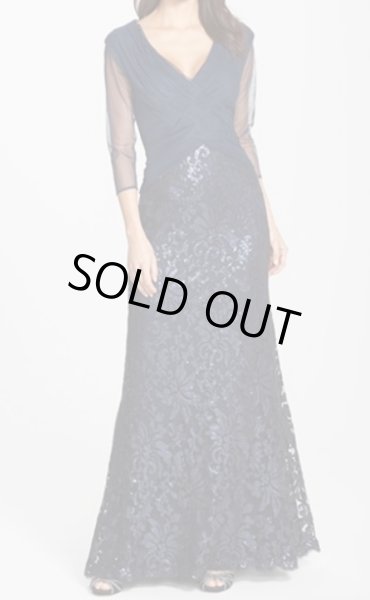 画像1: 即発！Tadashi Shoji  タダシショージ  Sequin Lace Gown　ネイビー  10181 (1)