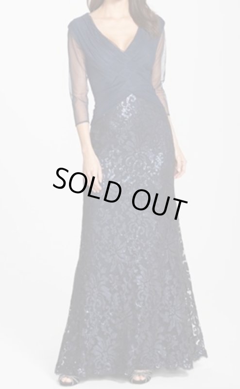画像1: 即発！Tadashi Shoji  タダシショージ  Sequin Lace Gown　ネイビー  10181 (1)