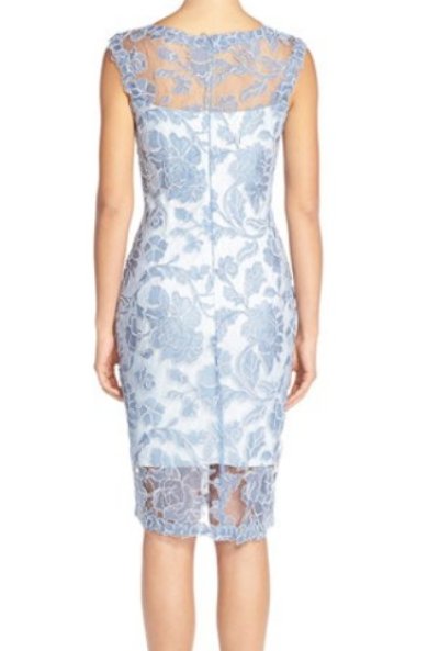 画像1: Tadashi Shoji タダシショージ     Sleeveless Lace Sheath Dress　ブルー